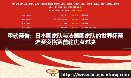 重磅预告：日本国家队与法国国家队的世界杯预选赛资格赛首轮焦点对决